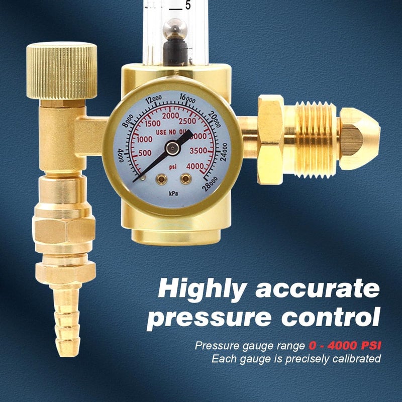 WeldingStop Argon CO2 MIG TIG Flow Meter Gas Regulator Gauge for MIG TIG Welding 0-60CFH CGA580 - Image 3